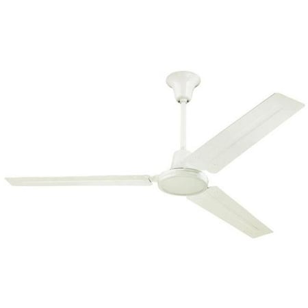 Brightbomb 56 in. Industrial 3 White Steel Blades Indoor Ceiling Fan; White with Wall Control BR603451